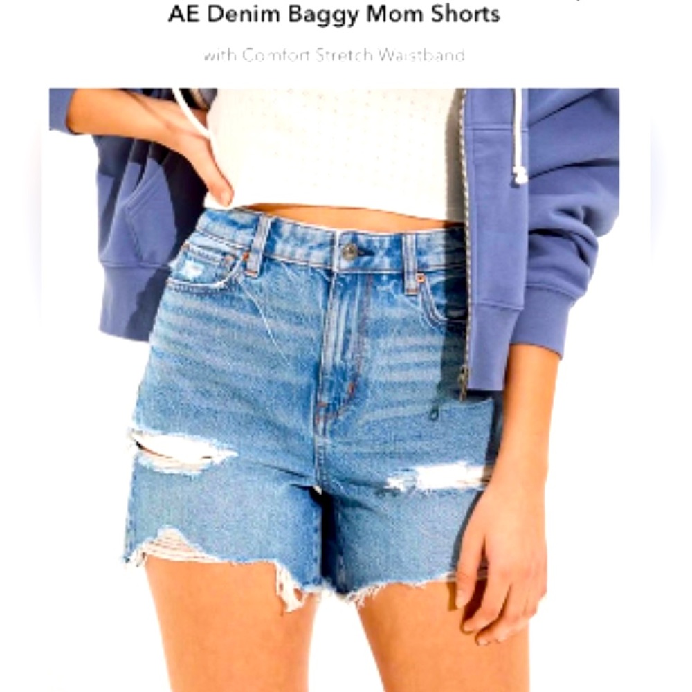 AE denim baggy mom shorts